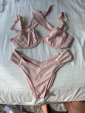 Abercrombie & Fitch Pink Textured Bikini Set